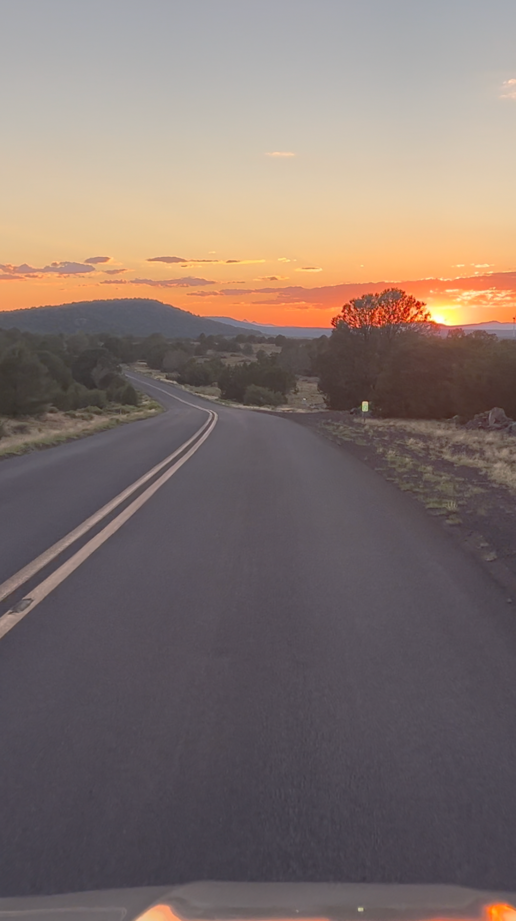 dusk highway west of williams, arizona